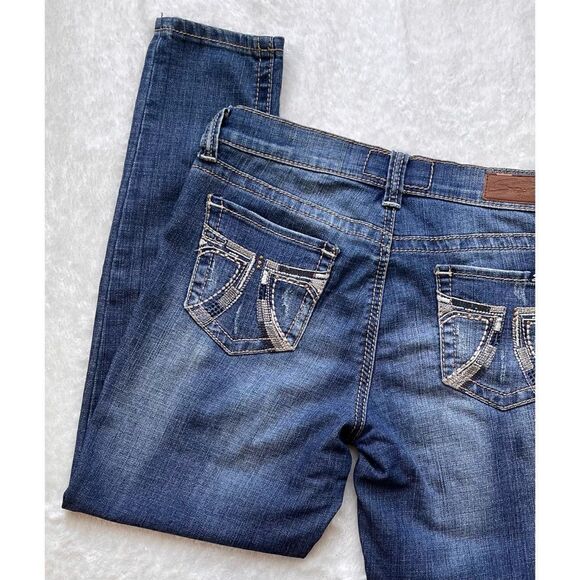 Seven7 Skinny Easy Fit Jeans with Embellished Embroidered Back Pockets, Size 6 - Picture 2 of 13